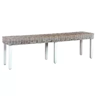   Fehér természetes kubu rattan és tömör mangófa pad 160 cm