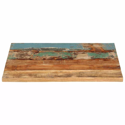 Négyszögű tömör újrahasznosított fa asztallap 60x70 cm 25-27 mm