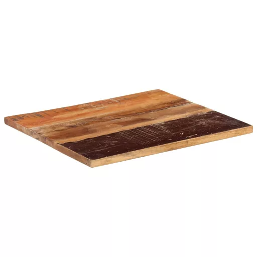 Négyszögű tömör újrahasznosított fa asztallap 60x70 cm 25-27 mm