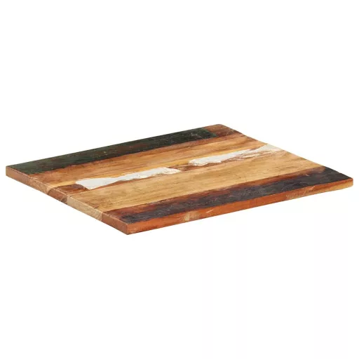 Négyszögű tömör újrahasznosított fa asztallap 60x70 cm 25-27 mm