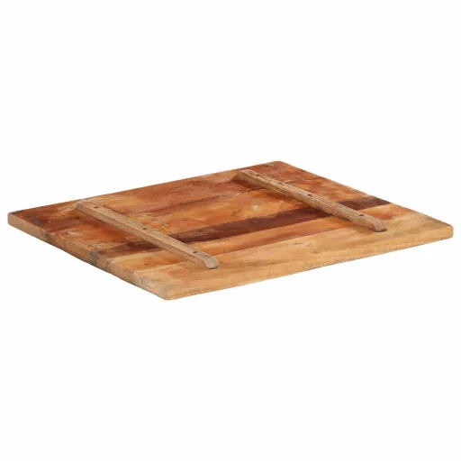 Négyszögű tömör újrahasznosított fa asztallap 60x70 cm 25-27 mm