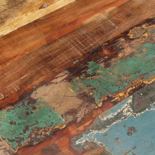 Négyszögű tömör újrahasznosított fa asztallap 60x70 cm 25-27 mm
