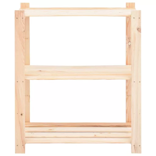 3-szintes tömör fenyőfa tárolóállvány 150 kg 80 x 38 x 90 cm