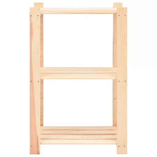 3-szintes tömör fenyőfa tárolóállvány 150 kg 60 x 38 x 90 cm