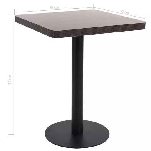 Sötétbarna MDF bisztróasztal 60 x 60 cm