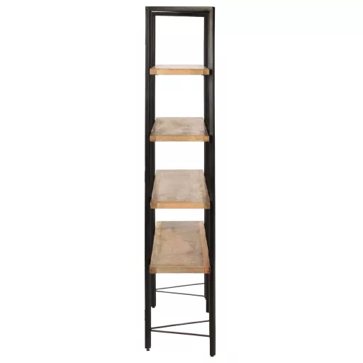 4 szintes tömör mangófa könyvespolc 160 x 35 x 160 cm
