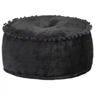 Antracitszürke kerek bársony puff 40 x 20 cm