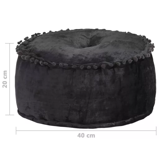 Antracitszürke kerek bársony puff 40 x 20 cm