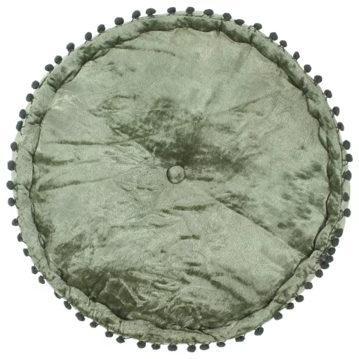 Zöld kerek bársony puff 40 x 20 cm
