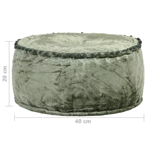 Zöld kerek bársony puff 40 x 20 cm