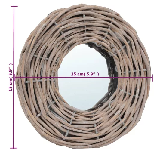 3 db fonott vesszőkeretes tükör 15 cm