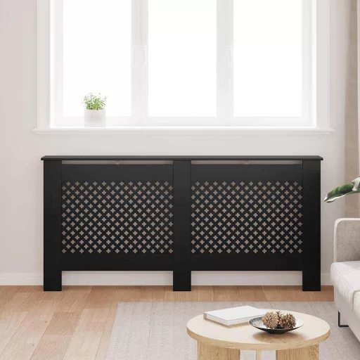 Fekete MDF radiátorburkolat 172 x 19 x 81,5 cm