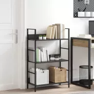 3 szintes fekete szerelt fa könyvespolc 60 x 27,6 x 90,5 cm