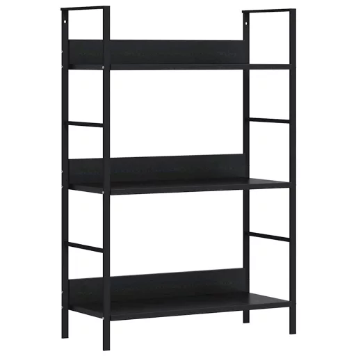 3 szintes fekete szerelt fa könyvespolc 60 x 27,6 x 90,5 cm