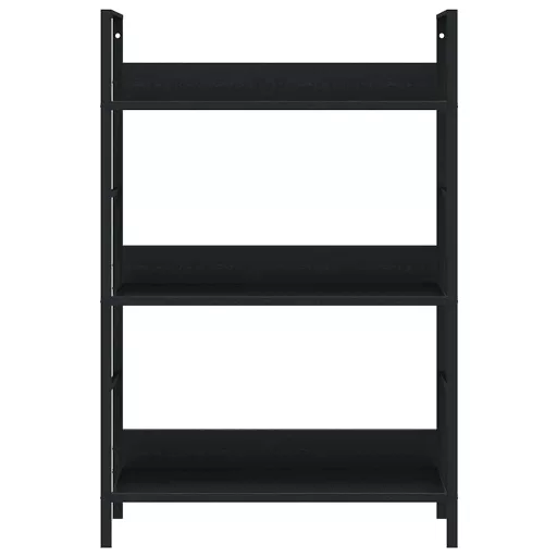 3 szintes fekete szerelt fa könyvespolc 60 x 27,6 x 90,5 cm