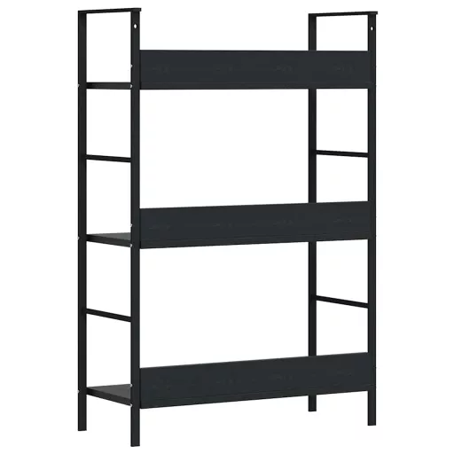 3 szintes fekete szerelt fa könyvespolc 60 x 27,6 x 90,5 cm