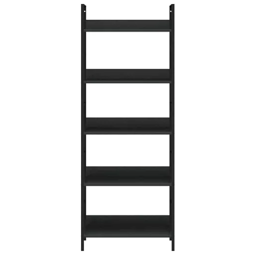 5 szintes fekete szerelt fa könyvespolc 60 x 27,6 x 158,5 cm