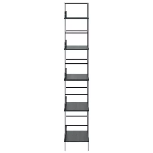 5 szintes fekete szerelt fa könyvespolc 60 x 27,6 x 158,5 cm