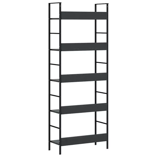 5 szintes fekete szerelt fa könyvespolc 60 x 27,6 x 158,5 cm