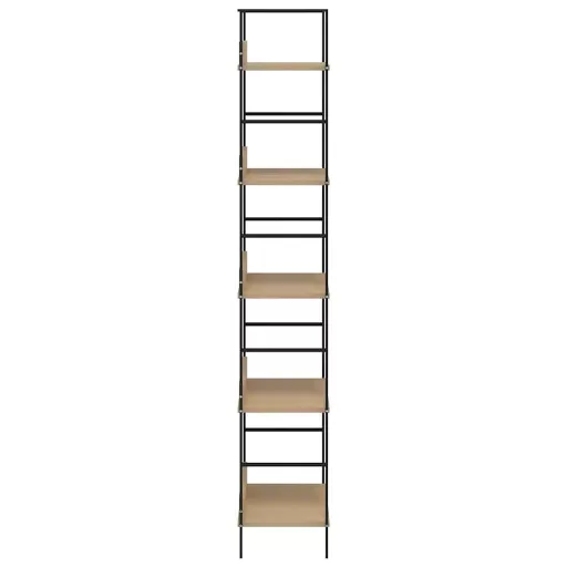 5 szintes tölgyszínű szerelt fa könyvespolc 60x27,6x158,5 cm