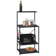 Fekete szerelt fa mikrosütő szekrény 60 x 39,6 x 123 cm