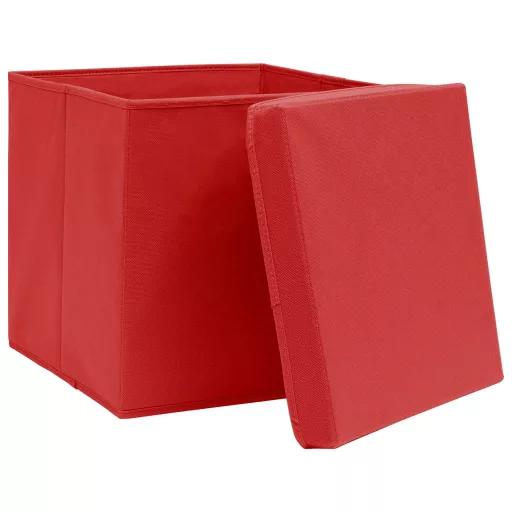 10 db piros szövet tárolódoboz fedéllel 32 x 32 x 32 cm