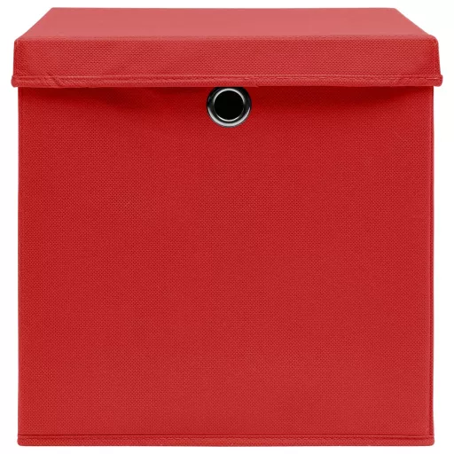 10 db piros szövet tárolódoboz fedéllel 32 x 32 x 32 cm