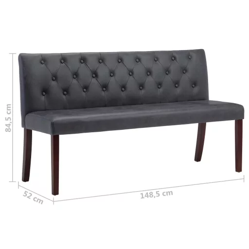 Szürke művelúr pad 148,5 cm