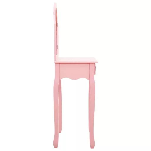 Rózsaszín császárfa MDF fésülködőasztal ülőkével 65x36x128 cm