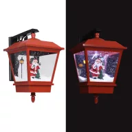   Piros karácsonyi fali lámpa LED-ekkel és Mikulással 40x27x45 cm