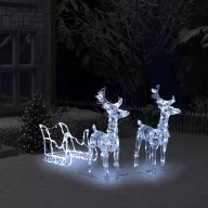   Akril rénszarvasok és szán karácsonyi dísz 160 LED-del 130 cm