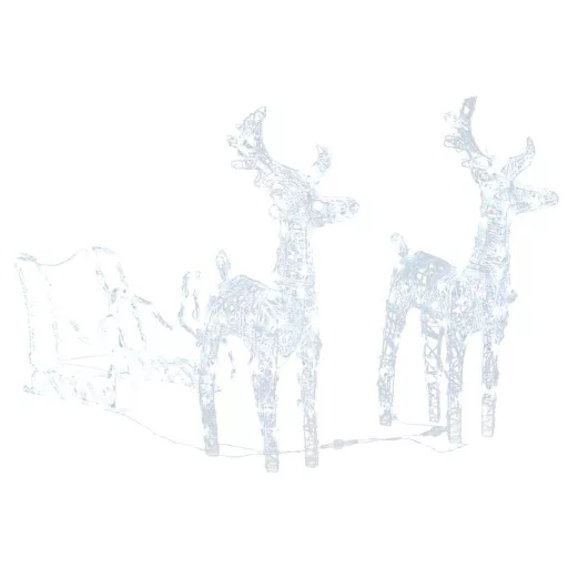 Akril rénszarvasok és szán karácsonyi dísz 160 LED-del 130 cm