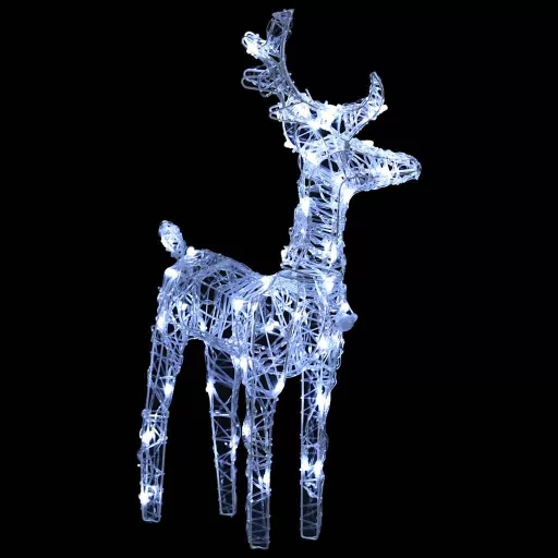 Akril rénszarvasok és szán karácsonyi dísz 160 LED-del 130 cm