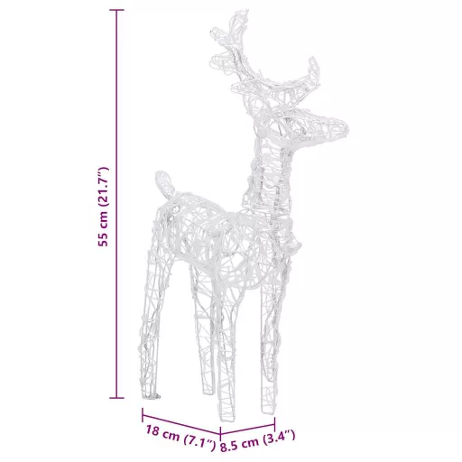 Akril rénszarvasok és szán karácsonyi dísz 160 LED-del 130 cm