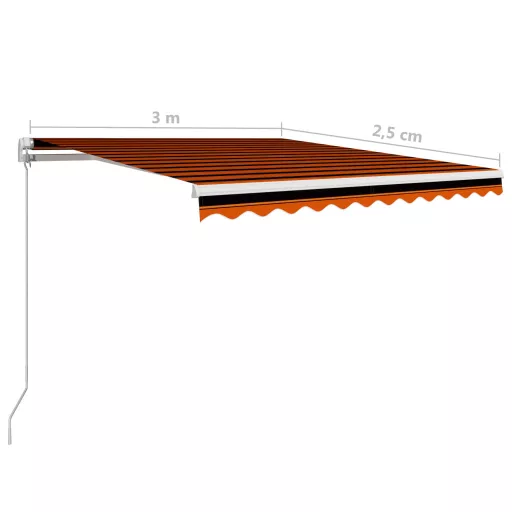 Narancssárga és barna kézzel kihúzható napellenző 300 x 250 cm