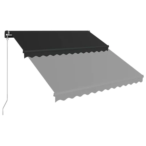 Antracitszürke kézzel behúzható napellenző 300 x 250 cm
