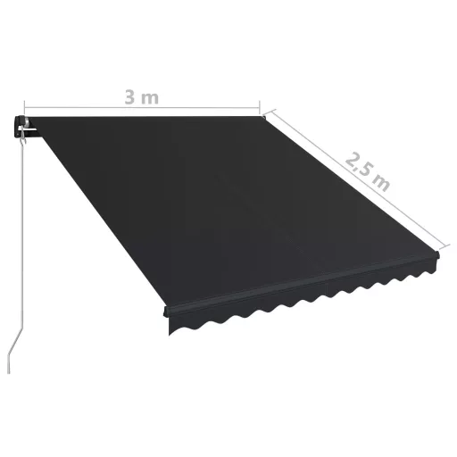 Antracitszürke kézzel behúzható napellenző 300 x 250 cm