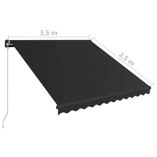 Antracitszürke kézzel behúzható napellenző 350 x 250 cm