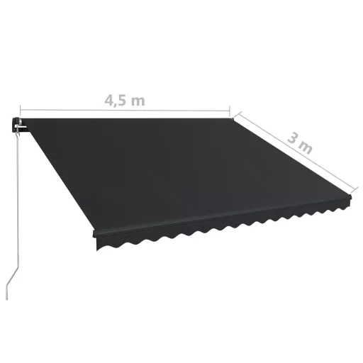 Antracitszürke kézzel behúzható napellenző 450 x 300 cm