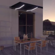   Antracitszürke kézzel kihúzható LED-es napellenző 300 x 250 cm