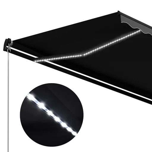 Antracitszürke kézzel kihúzható LED-es napellenző 350 x 250 cm
