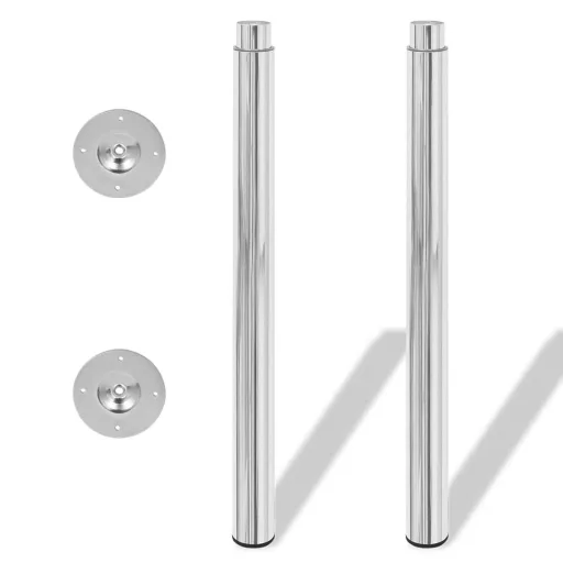 4 db krómszínű teleszkópos asztalláb 710 mm - 1100 mm