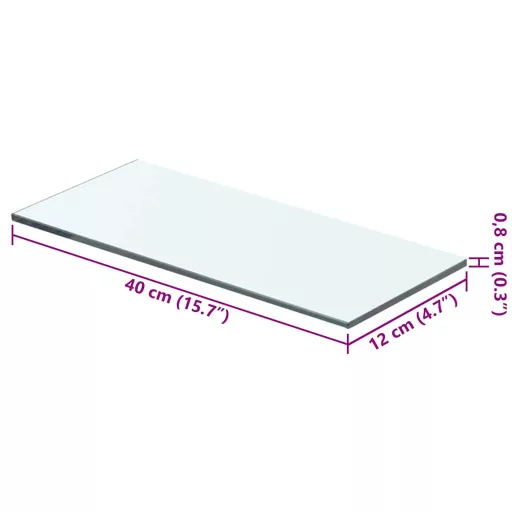 2 db átlátszó üveg paneles polc 40 x 12 cm