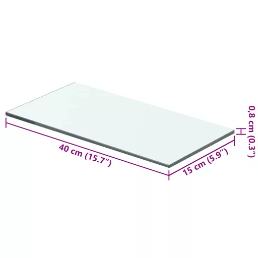 2 db átlátszó üveg paneles polc 40 x 15 cm