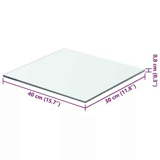 2 db átlátszó üveg paneles polc 40 x 30 cm
