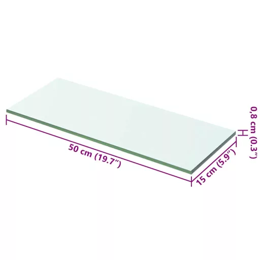 2 db átlátszó üveg paneles polc 50 x 15 cm