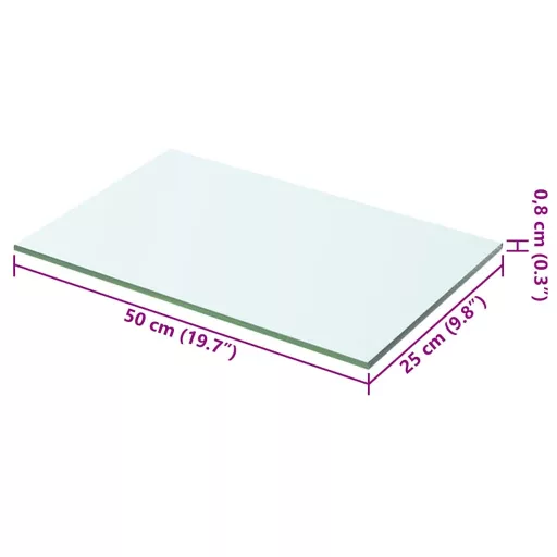 2 db átlátszó üveg paneles polc 50 x 25 cm