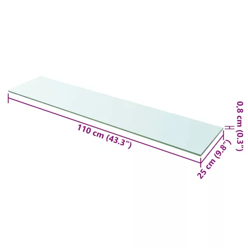 2 db átlátszó üveg paneles polc 110 x 25 cm