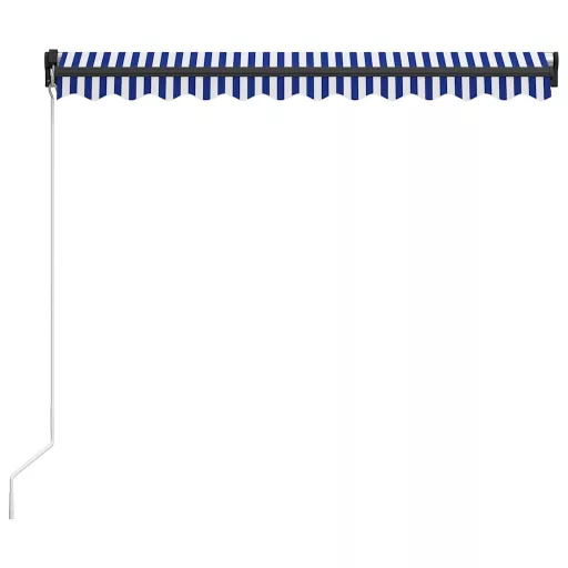 Kék és fehér kézzel kihúzható napellenző 350 x 250 cm