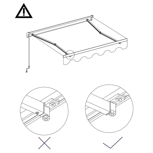 Kék és fehér kézzel kihúzható napellenző 350 x 250 cm
